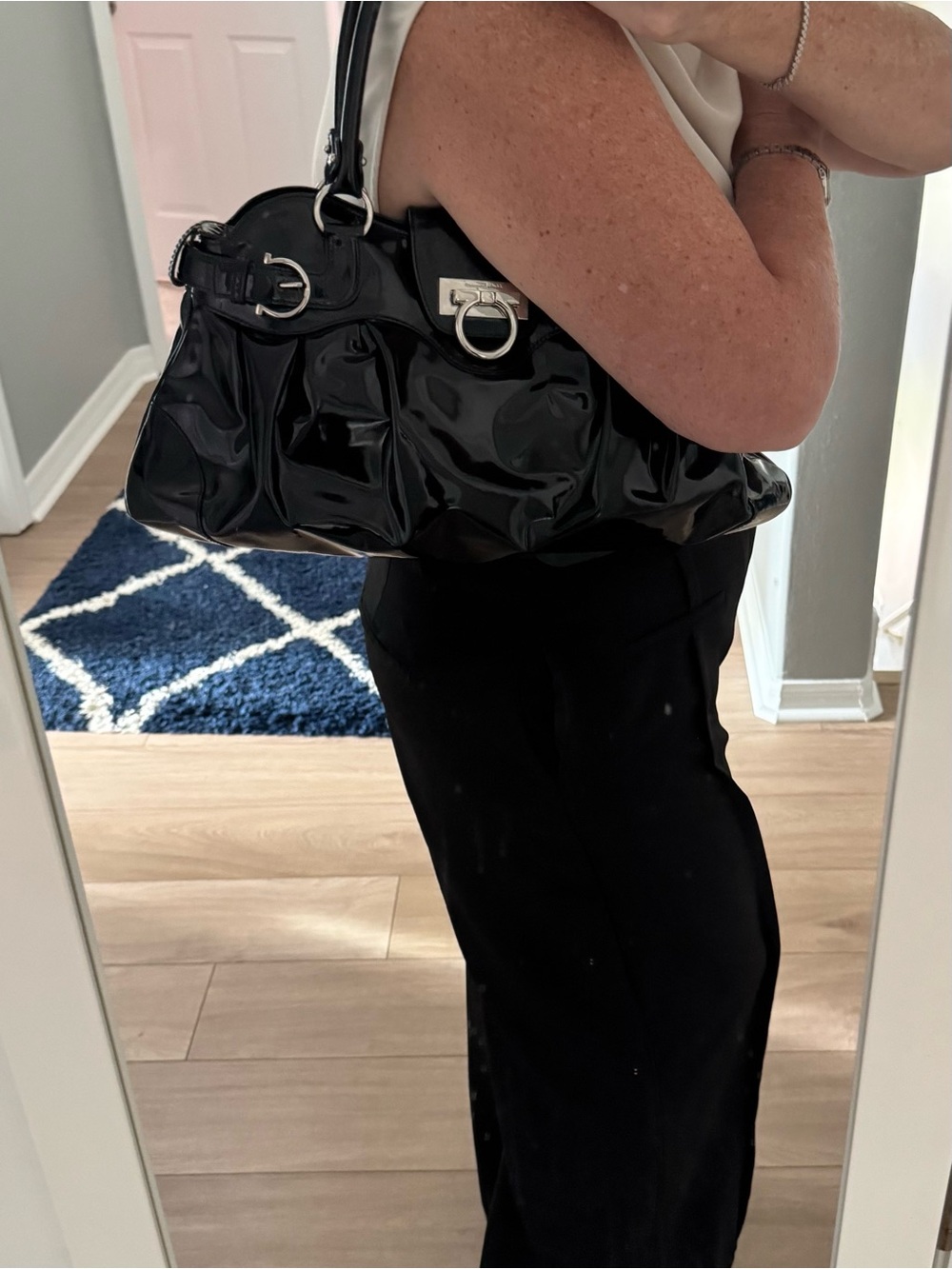 Salvatore Ferragamo Black Patent Leather Handbag♥️♥️ - Picture 3 of 15